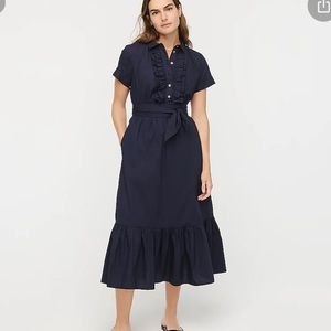 J Crew Petite ruffle-front midi dress AR621